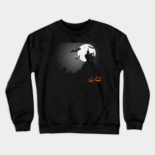 Halloween Graveyard - Pumpkins, Bats and Cats Crewneck Sweatshirt